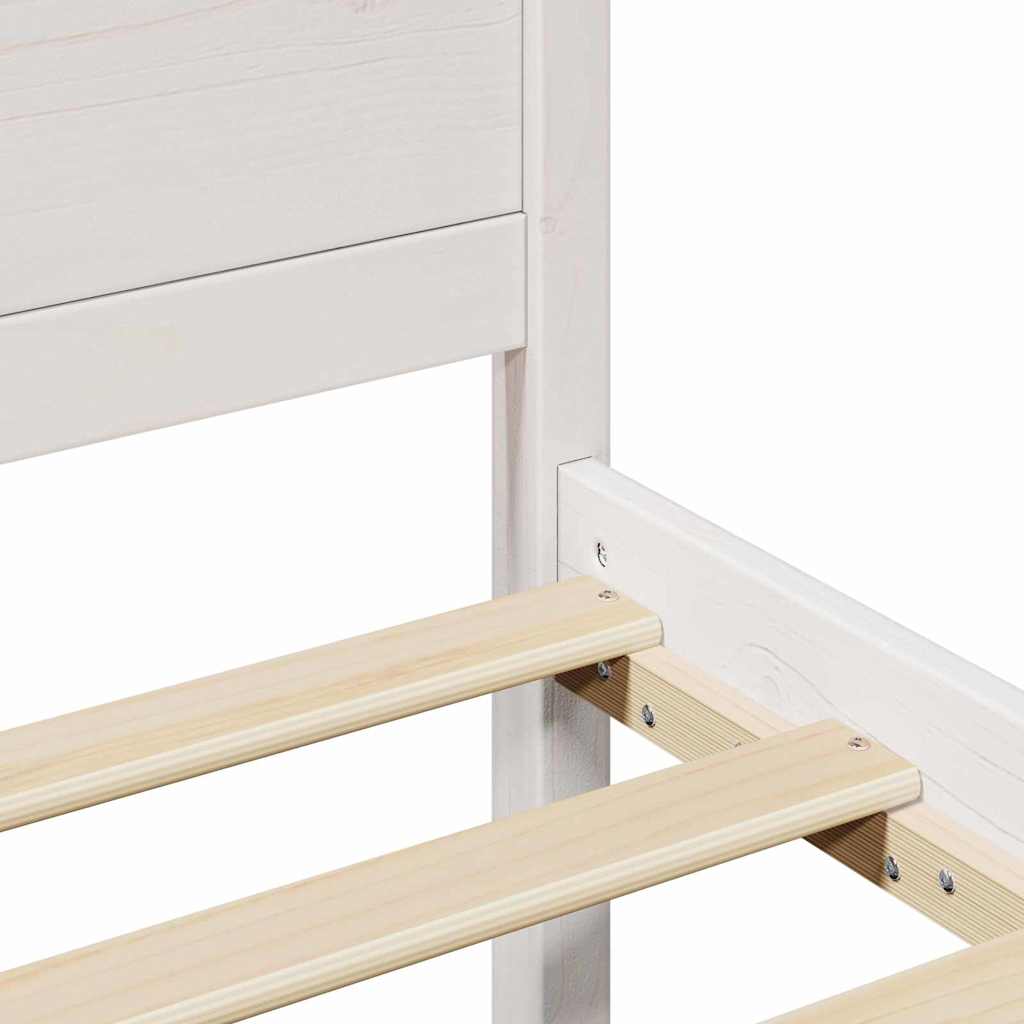 Bed Frame with Headboard White 90 x 200 cm Solid Pine wood