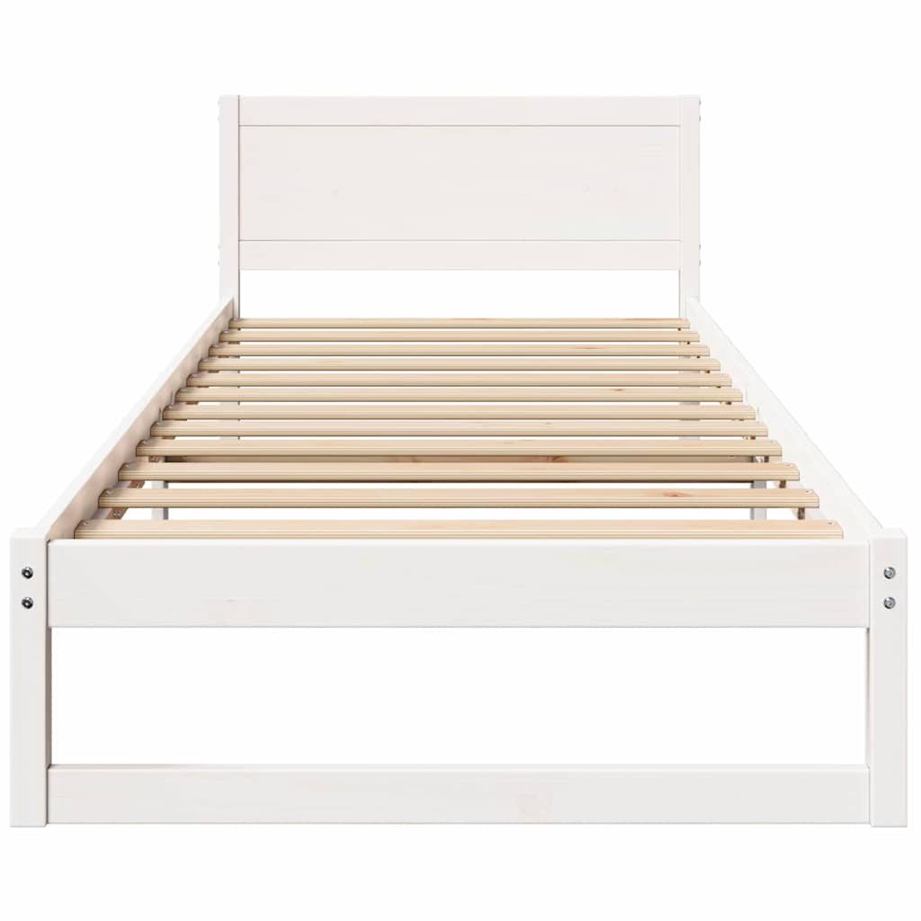 Bed Frame with Headboard White 90 x 200 cm Solid Pine wood