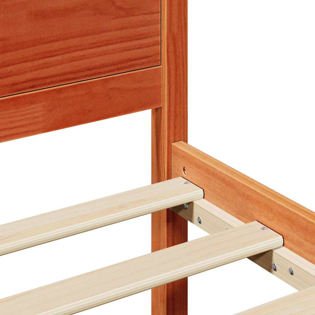 Bed Frame with Headboard Brown 75 x 190 cm Solid Pine wood
