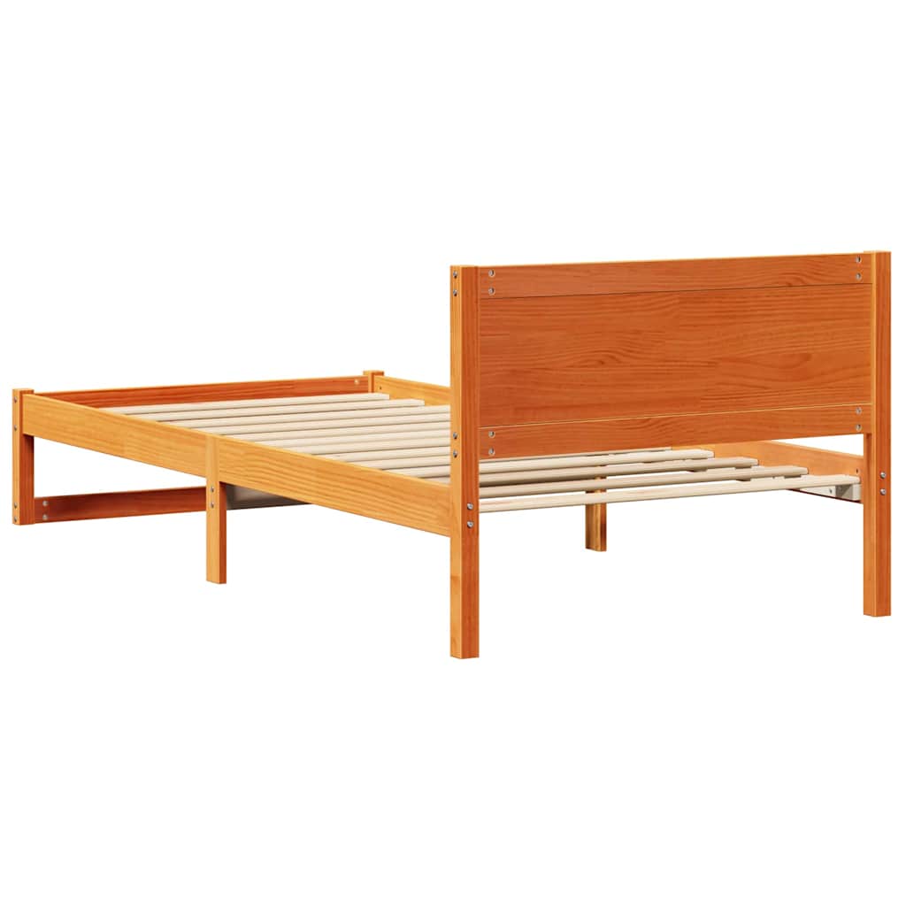 Bed Frame with Headboard Brown 75 x 190 cm Solid Pine wood