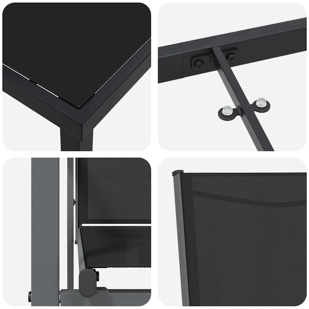 Garden Dining Set 7 pcs Black Textilene and steel
