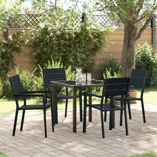 Garden Dining Set 5 pcs Black HDPE