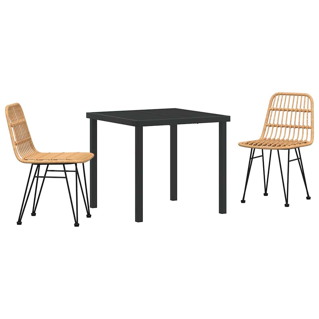 Garden Dining Set 3 pcs Brown Poly rattan