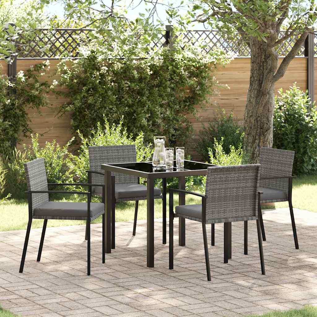 Garden Dining Set 5 pcs Grey Poly rattan