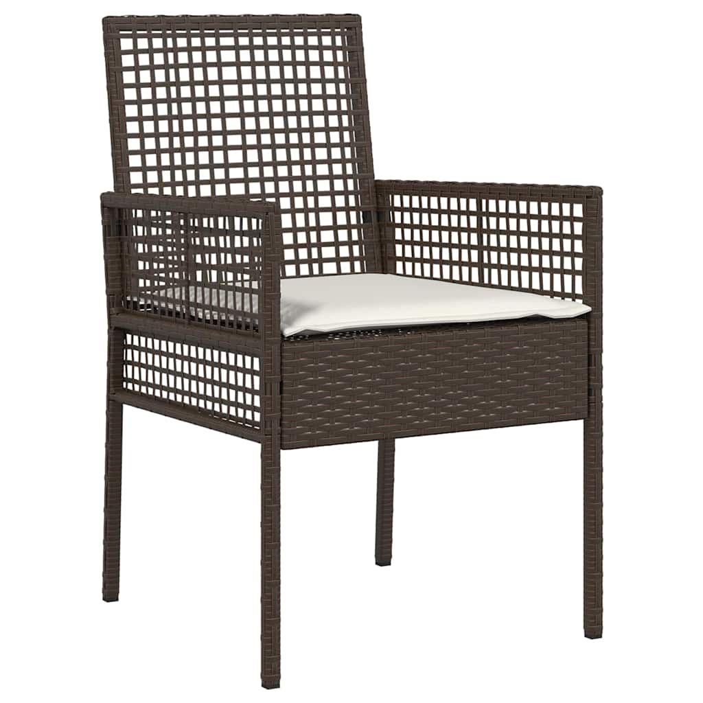 Garden Dining Set with Cushion 5 pcs Brown Poly rattan