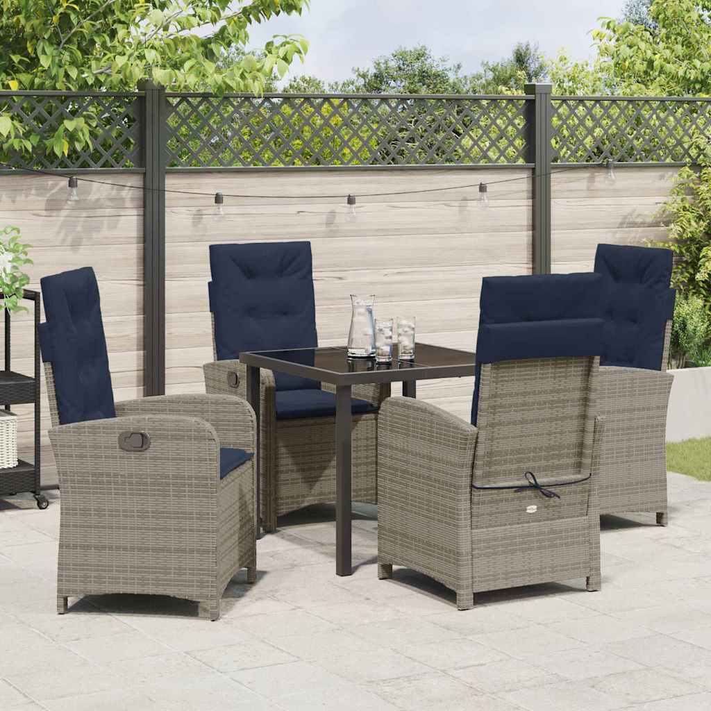 Garden Dining Set 5 pcs Grey Poly Rattan