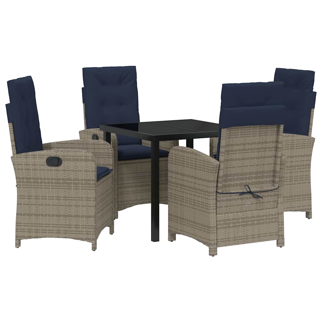 Garden Dining Set 5 pcs Grey Poly Rattan