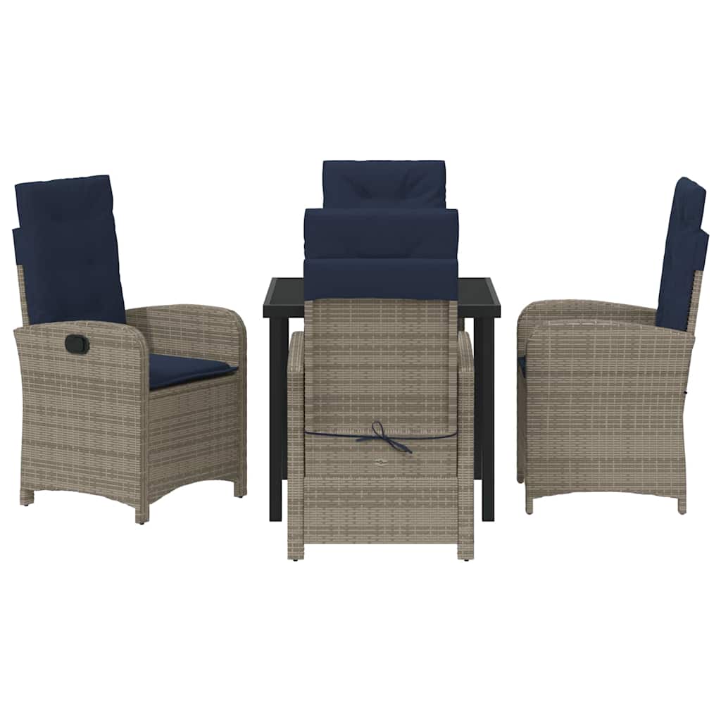Garden Dining Set 5 pcs Grey Poly Rattan