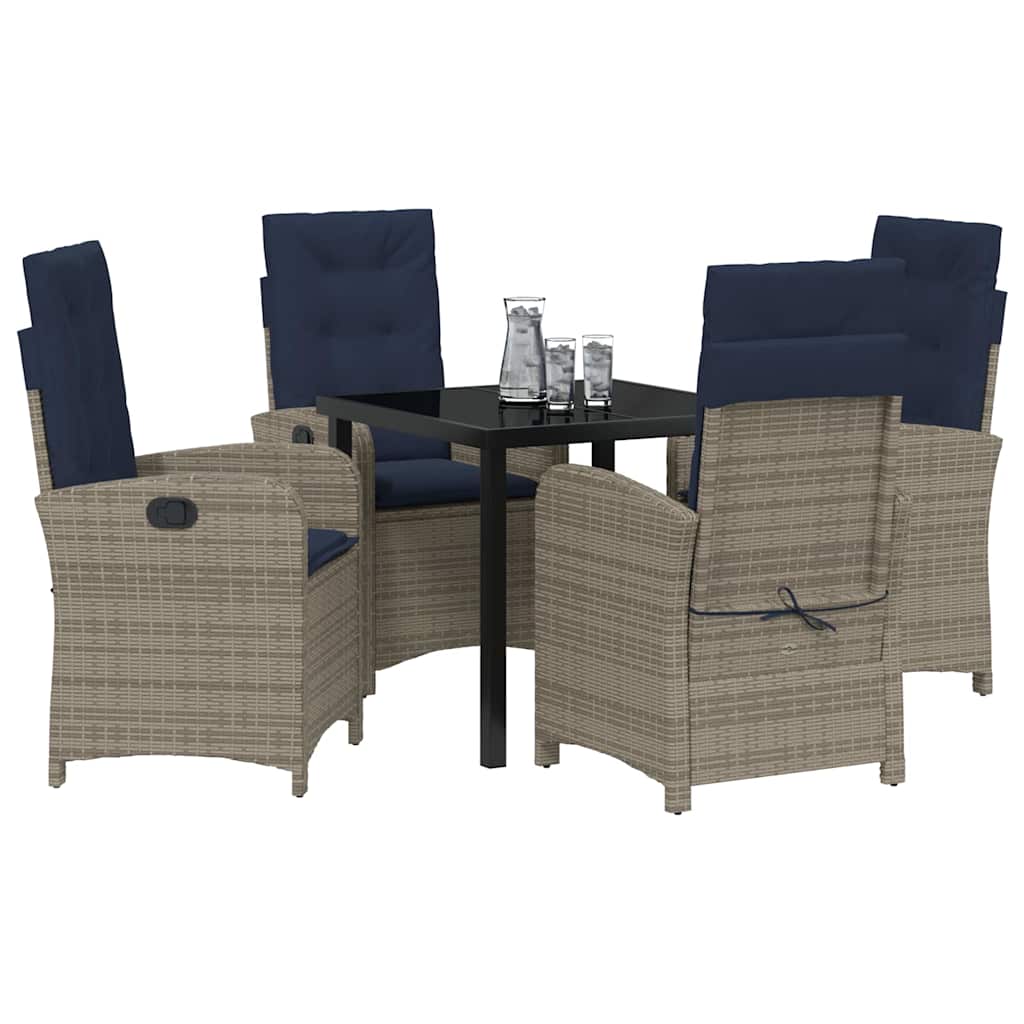 Garden Dining Set 5 pcs Grey Poly Rattan