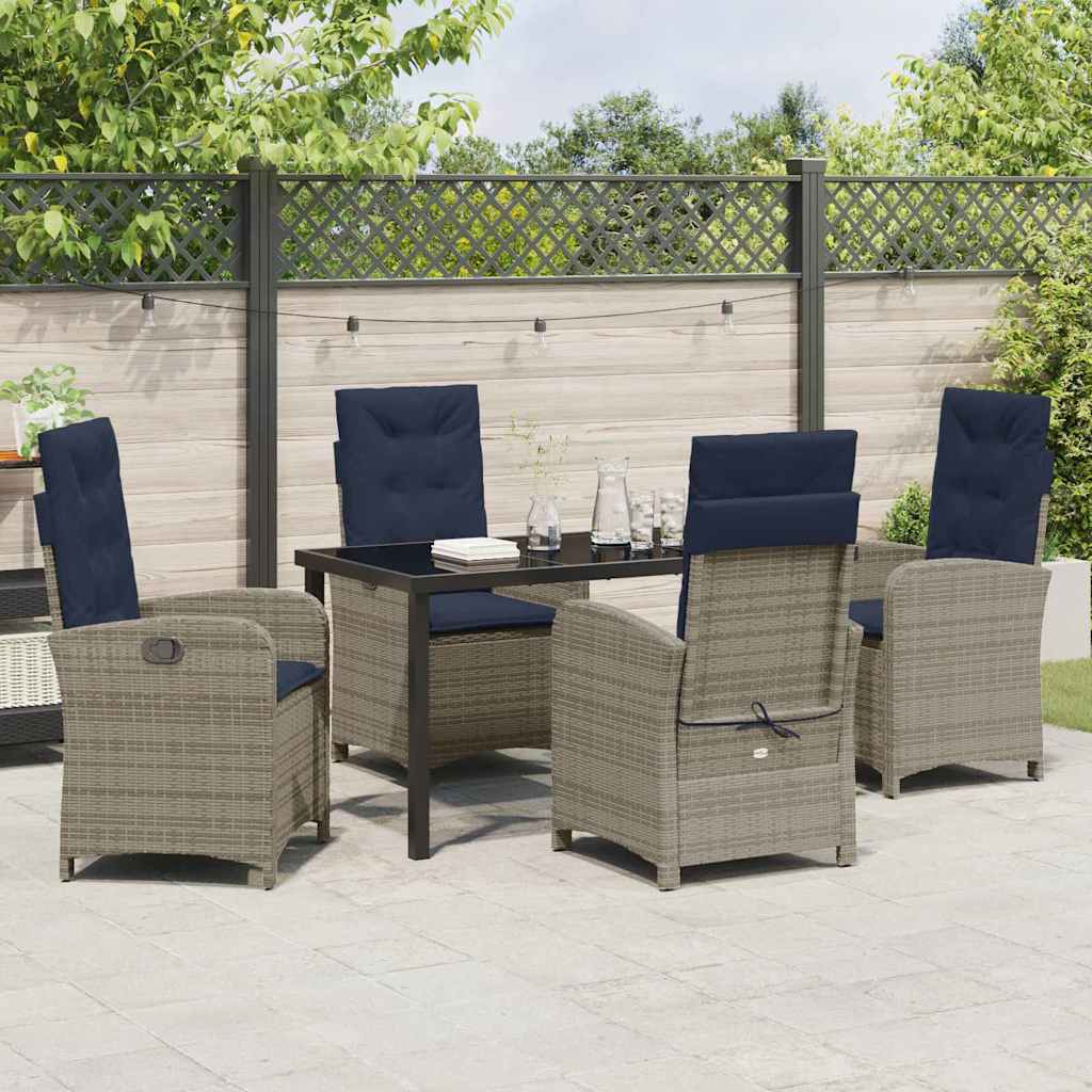Garden Dining Set 5 pcs Grey Poly Rattan