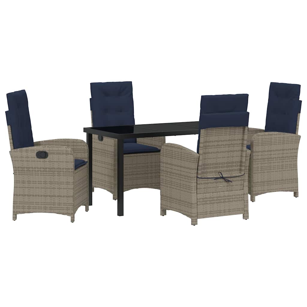 Garden Dining Set 5 pcs Grey Poly Rattan