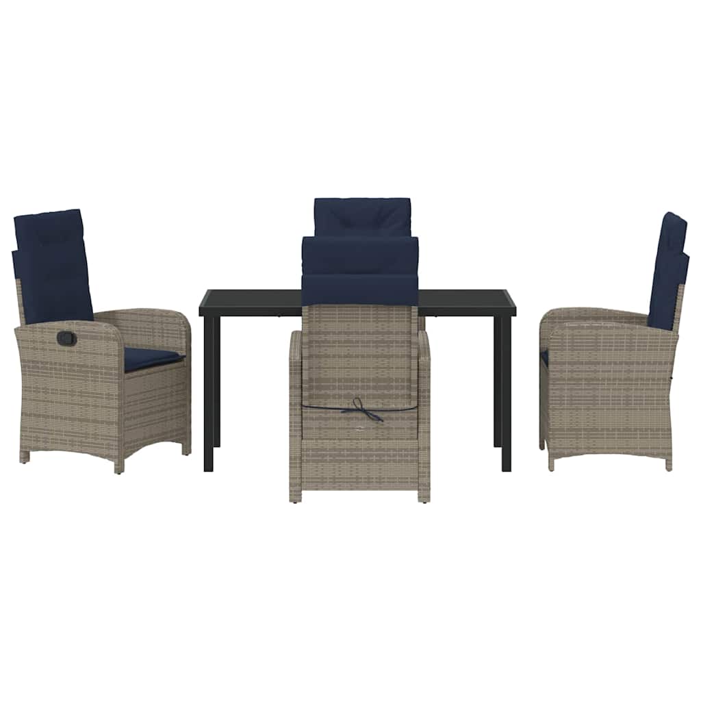 Garden Dining Set 5 pcs Grey Poly Rattan