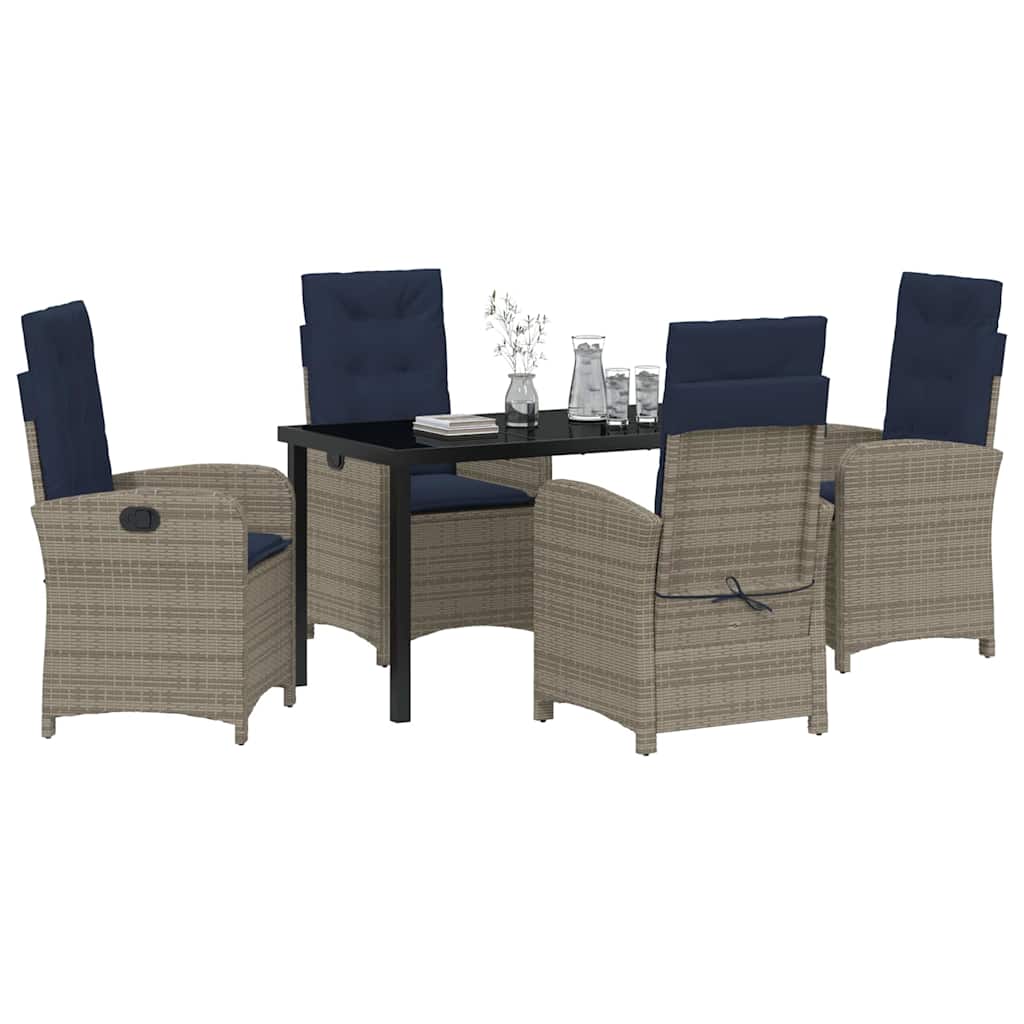Garden Dining Set 5 pcs Grey Poly Rattan