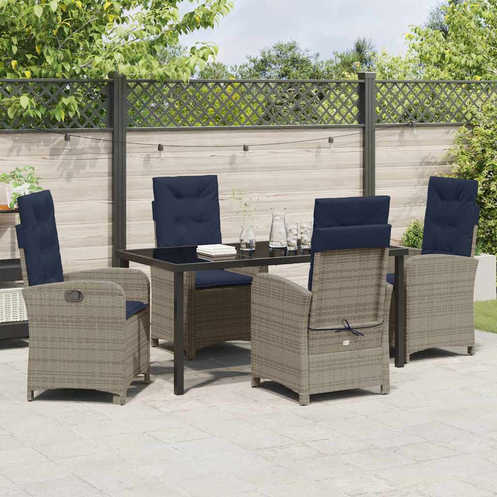 Garden Dining Set 5 pcs Grey Poly Rattan