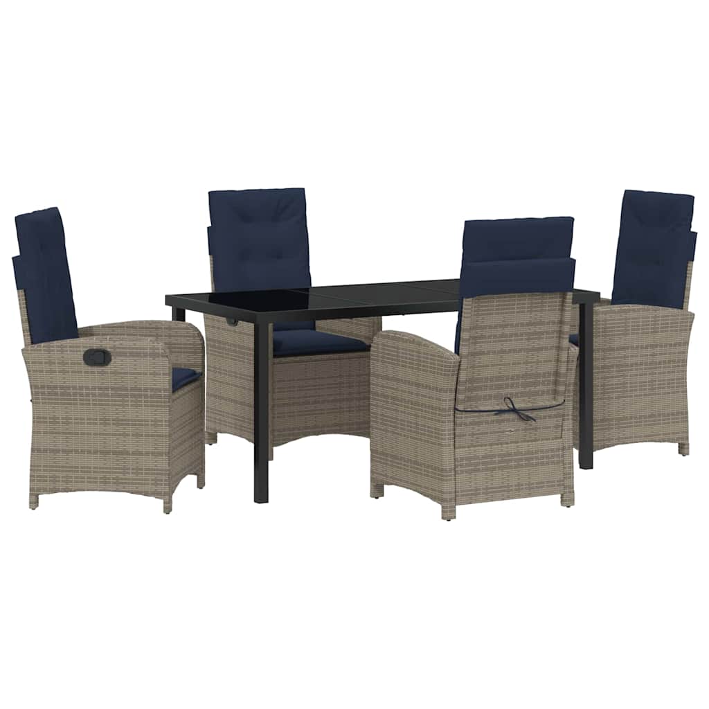 Garden Dining Set 5 pcs Grey Poly Rattan