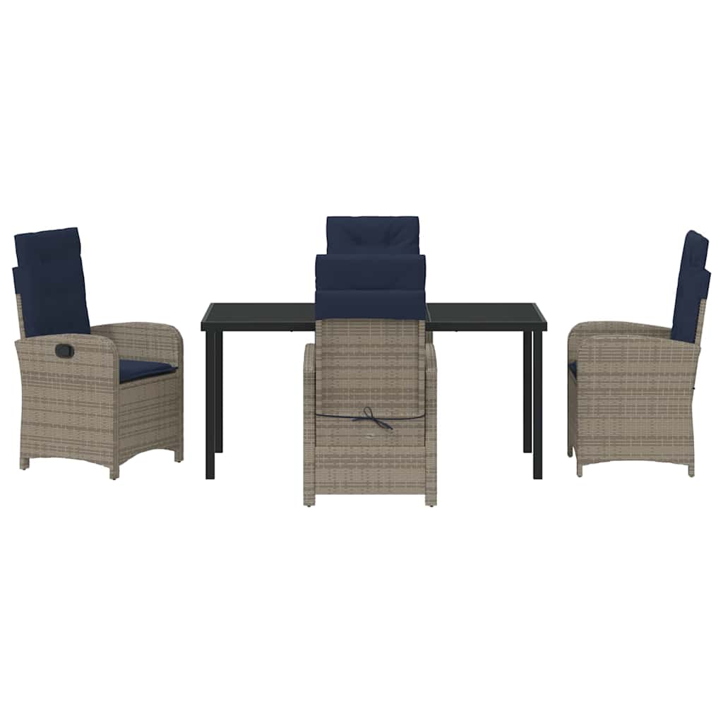 Garden Dining Set 5 pcs Grey Poly Rattan