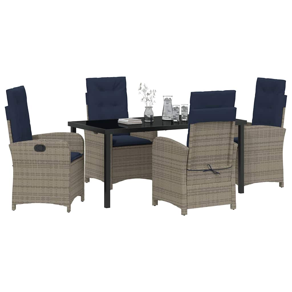 Garden Dining Set 5 pcs Grey Poly Rattan