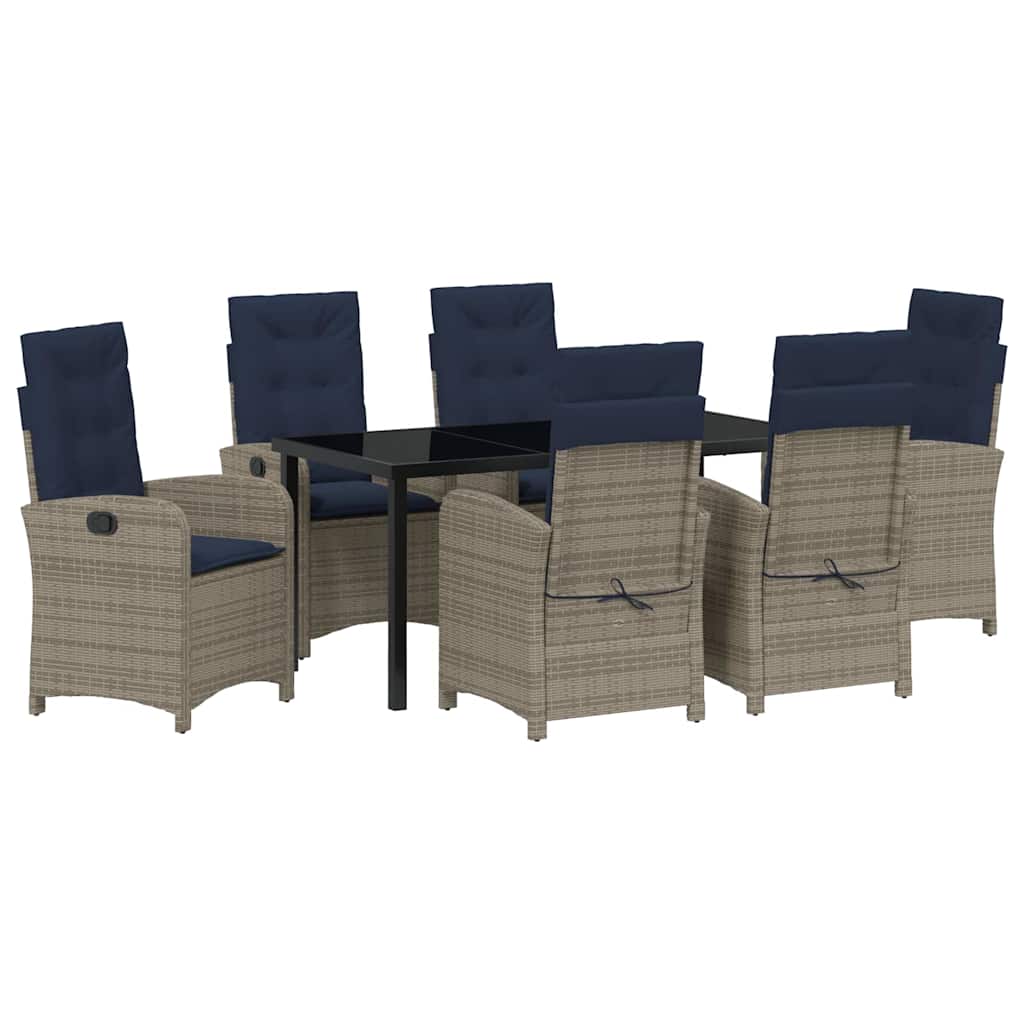 Garden Dining Set 7 pcs Grey Poly Rattan
