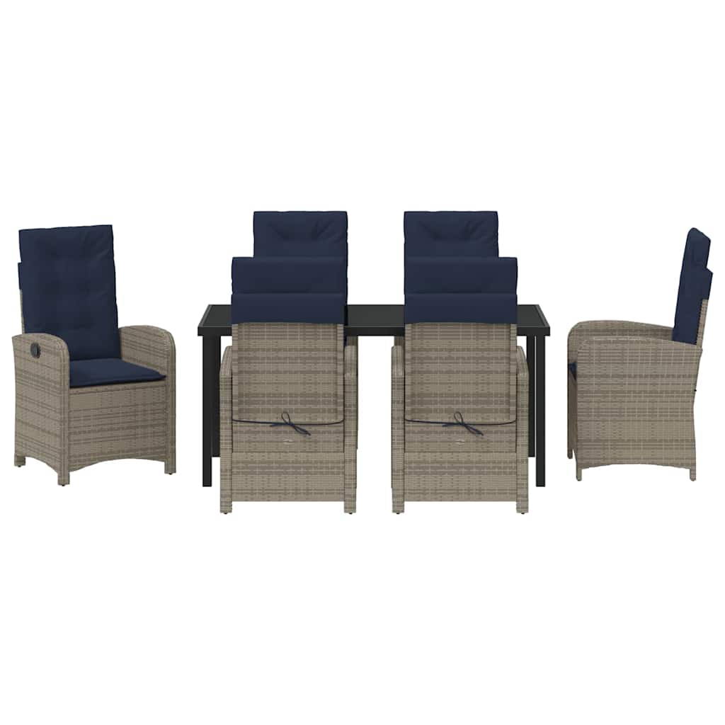 Garden Dining Set 7 pcs Grey Poly Rattan