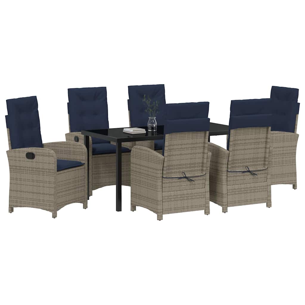 Garden Dining Set 7 pcs Grey Poly Rattan