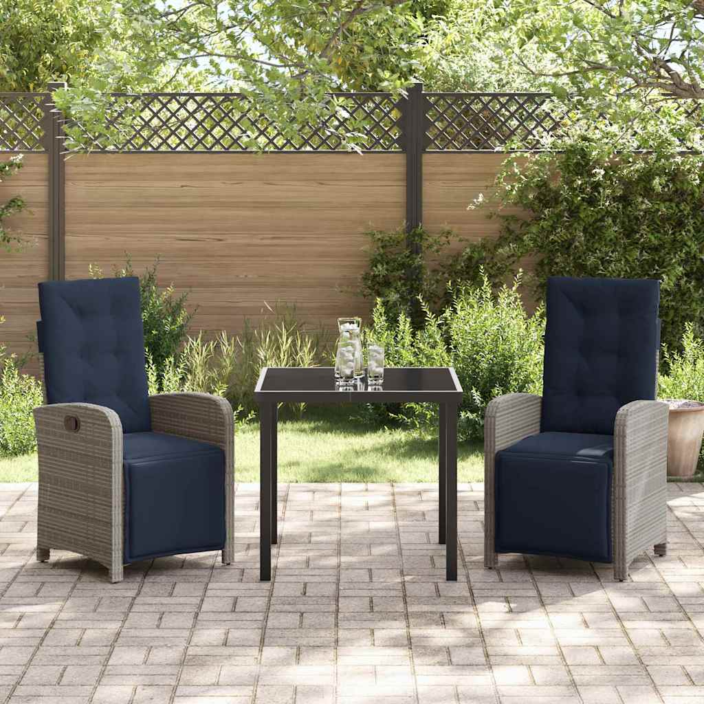 Garden Dining Set 3 pcs Grey Poly Rattan