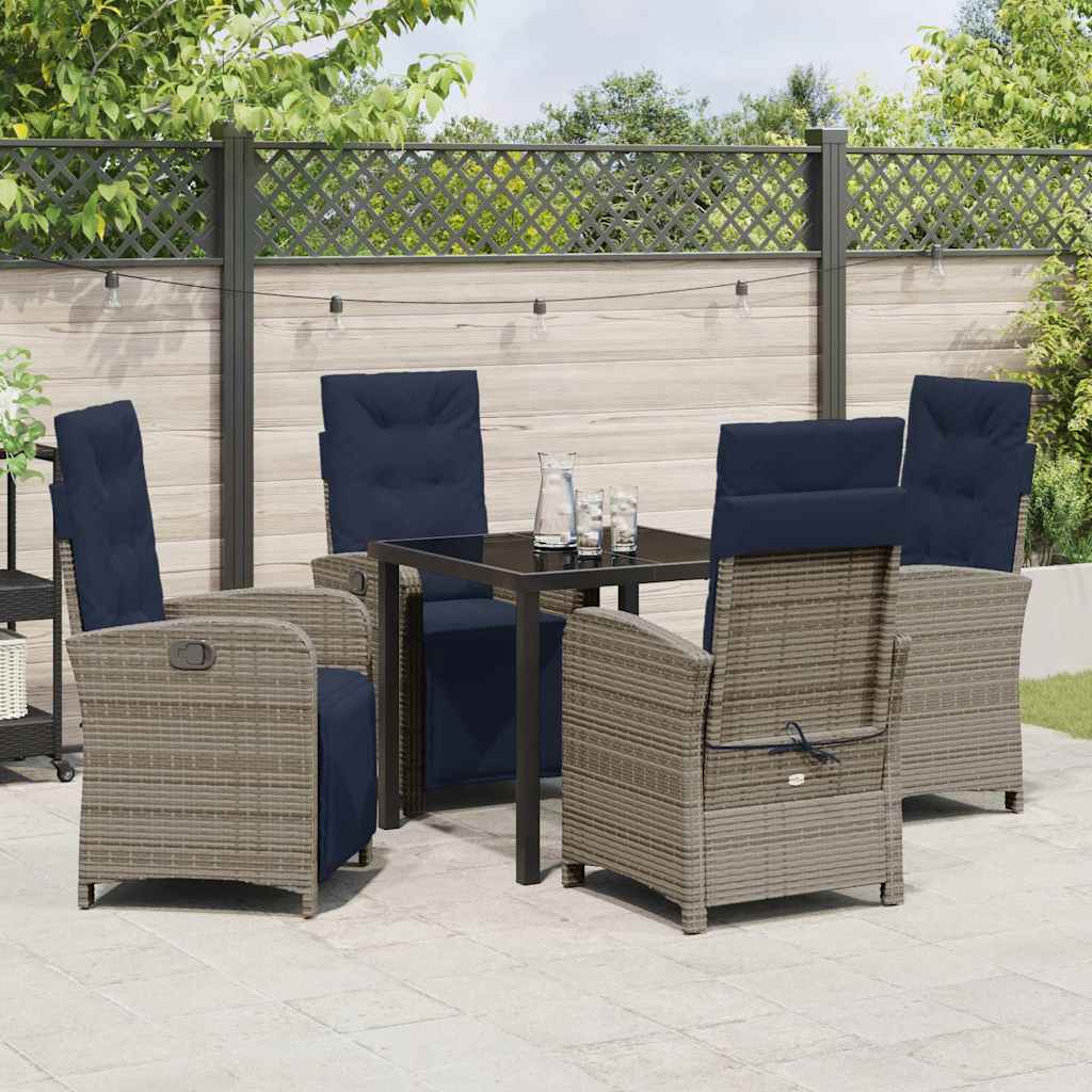 Garden Dining Set 5 pcs Grey Poly Rattan