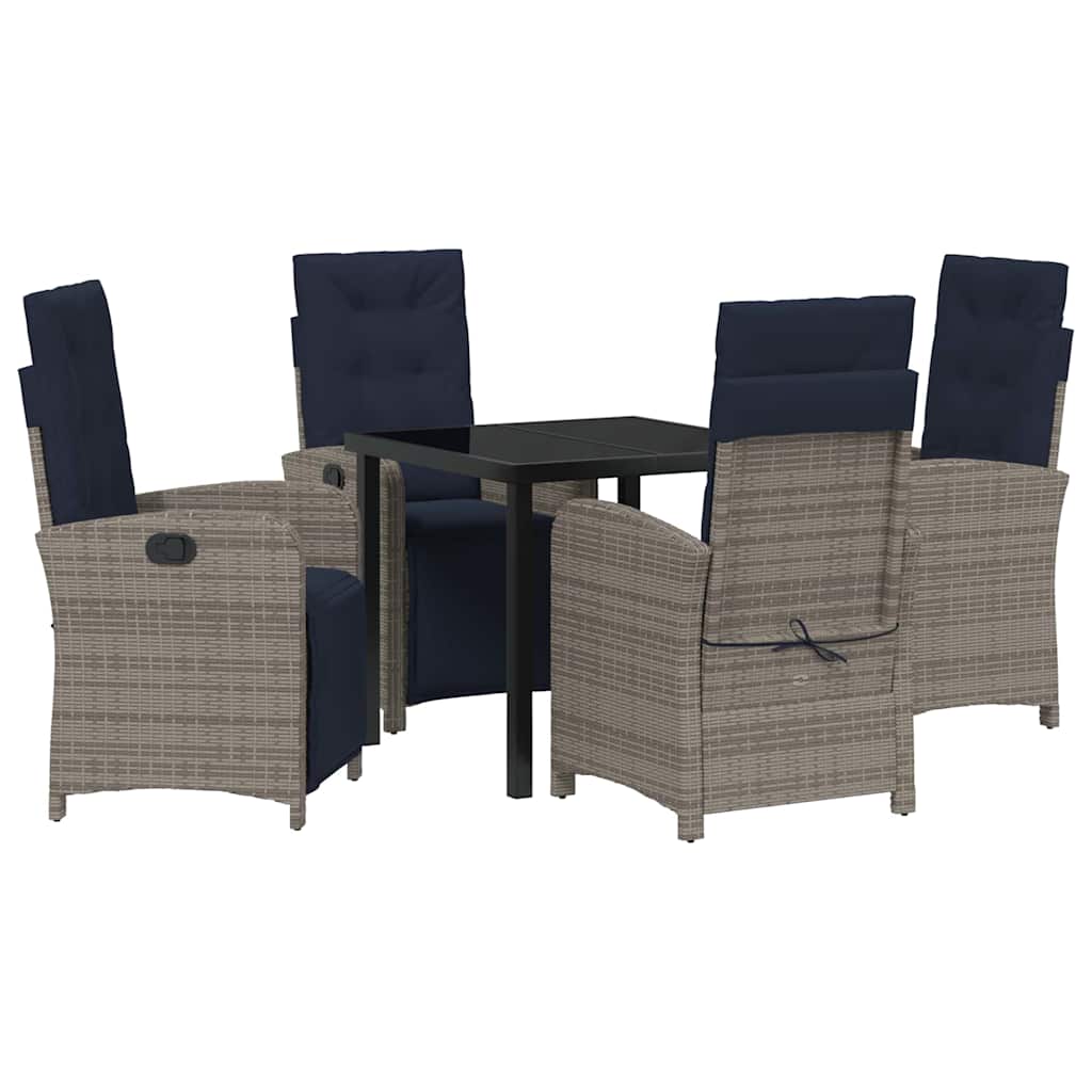 Garden Dining Set 5 pcs Grey Poly Rattan