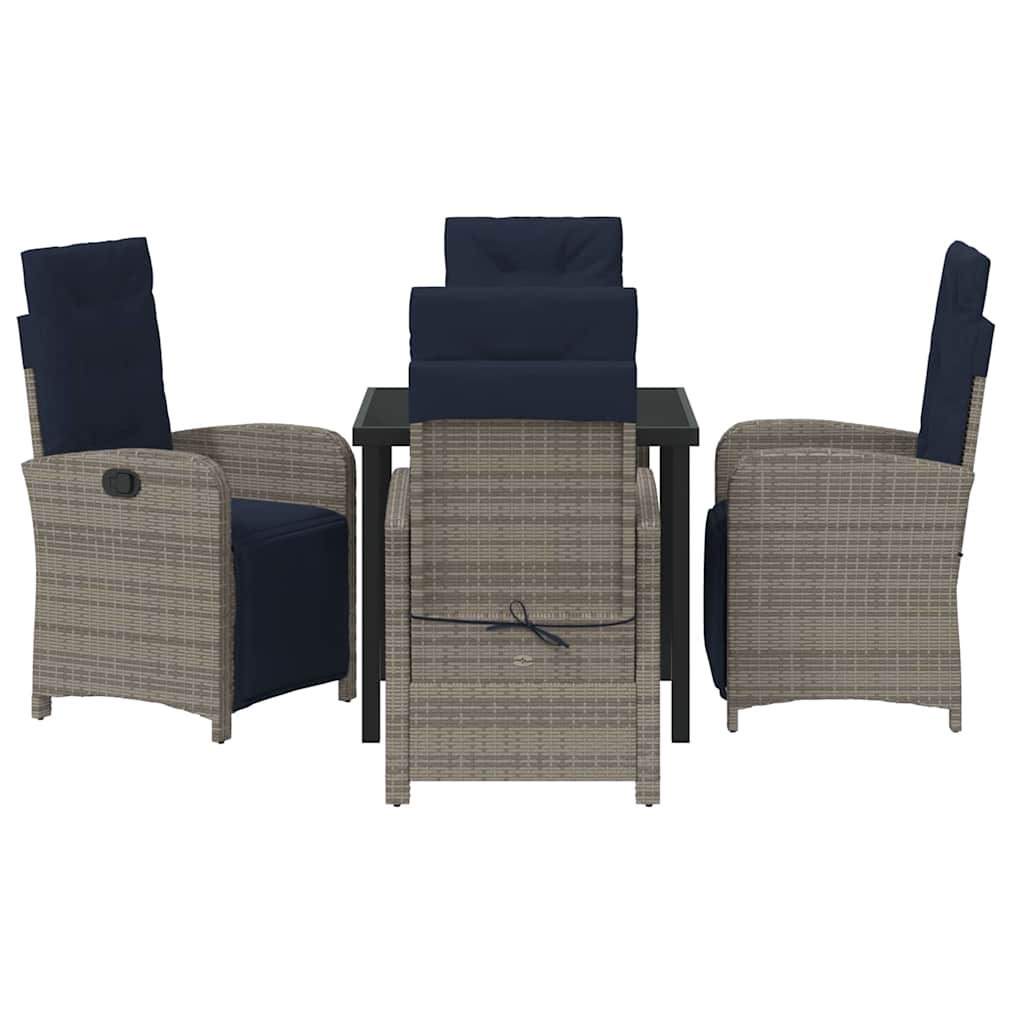 Garden Dining Set 5 pcs Grey Poly Rattan