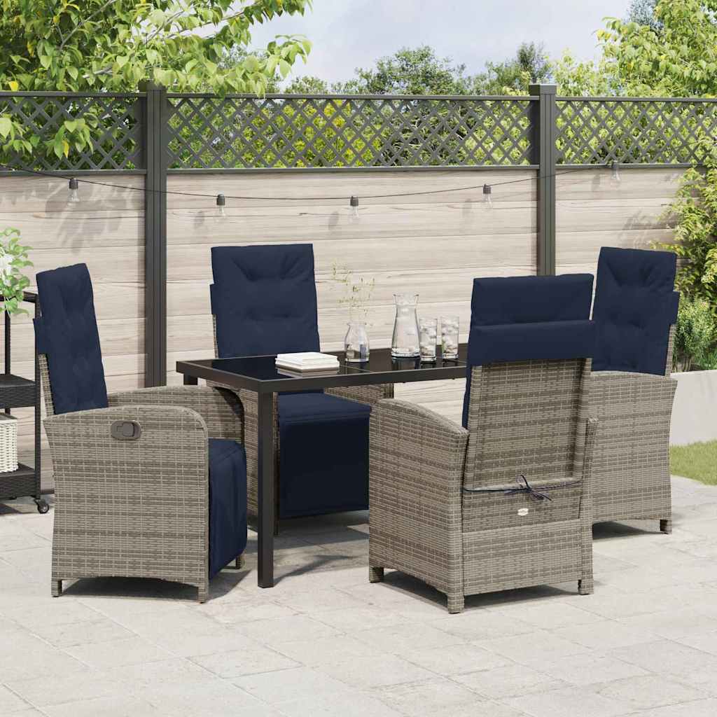 Garden Dining Set 5 pcs Grey Poly Rattan