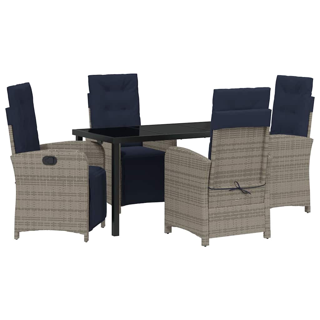Garden Dining Set 5 pcs Grey Poly Rattan