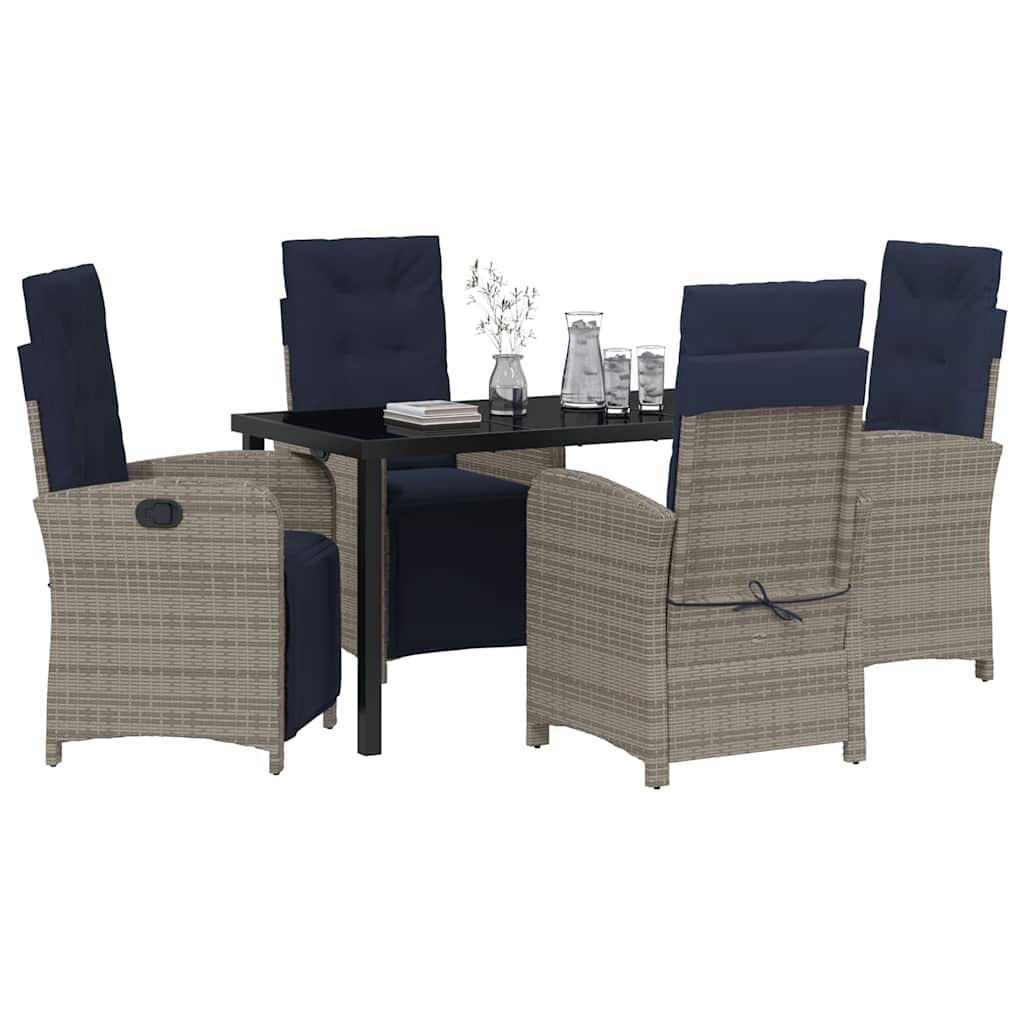 Garden Dining Set 5 pcs Grey Poly Rattan