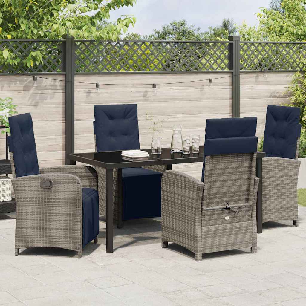 Garden Dining Set 5 pcs Grey Poly Rattan