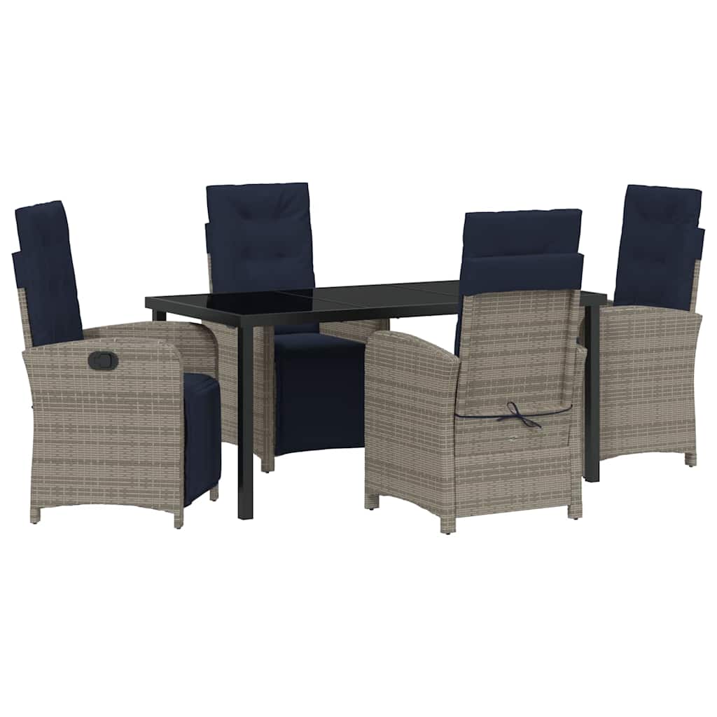 Garden Dining Set 5 pcs Grey Poly Rattan