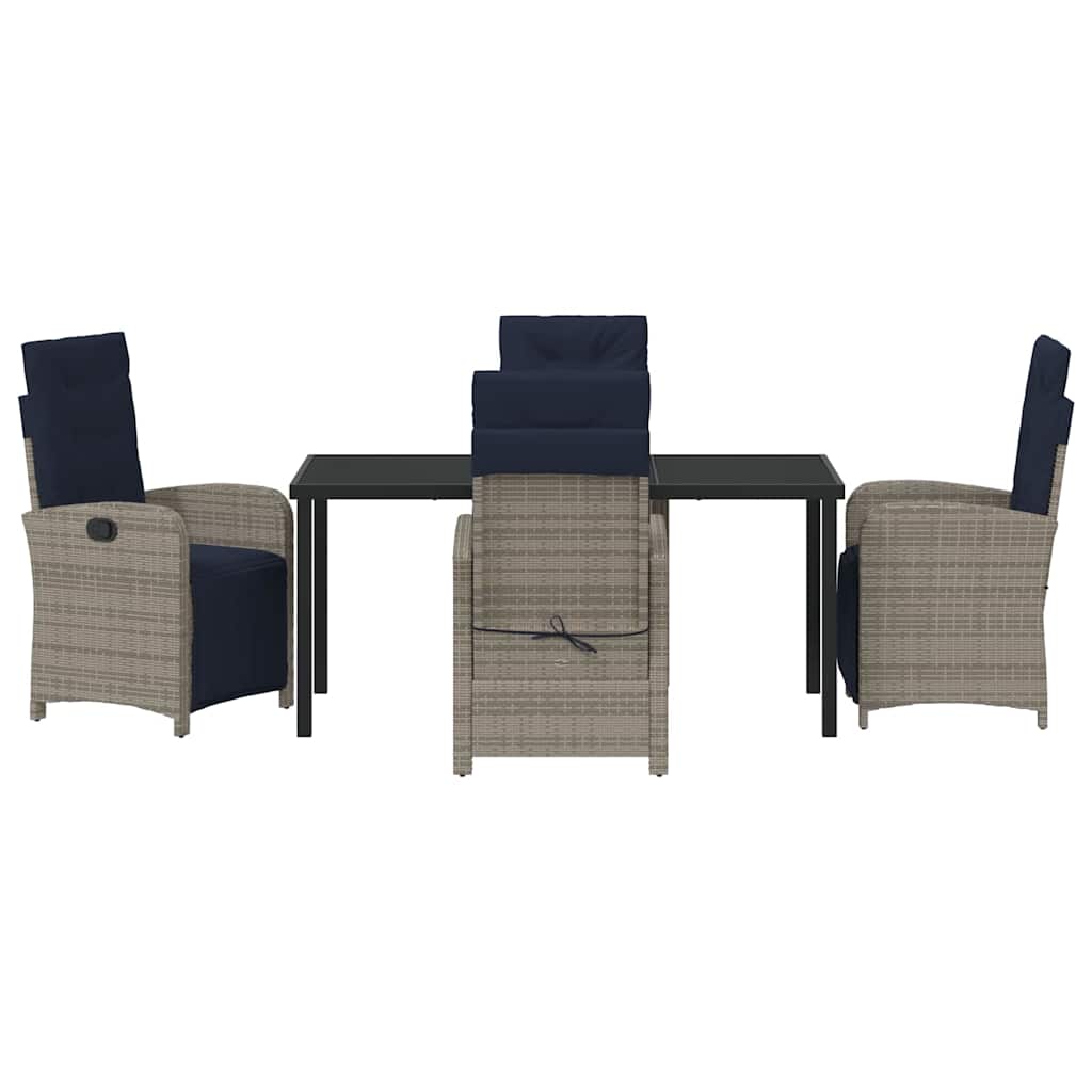 Garden Dining Set 5 pcs Grey Poly Rattan