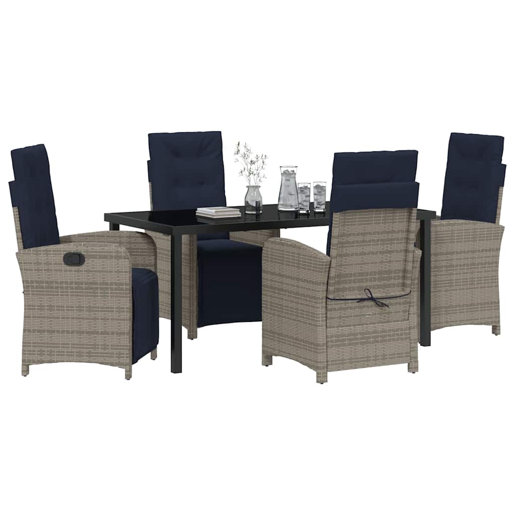 Garden Dining Set 5 pcs Grey Poly Rattan
