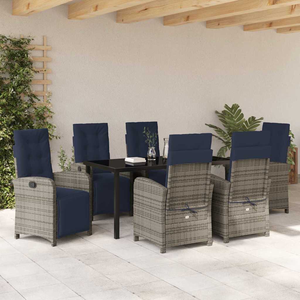 Garden Dining Set 7 pcs Grey Poly Rattan