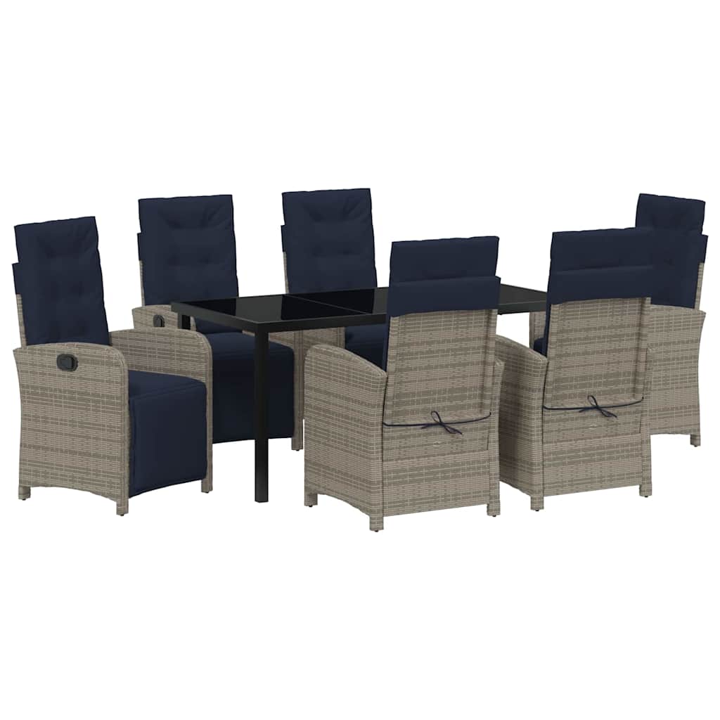 Garden Dining Set 7 pcs Grey Poly Rattan