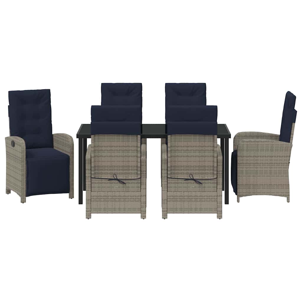 Garden Dining Set 7 pcs Grey Poly Rattan