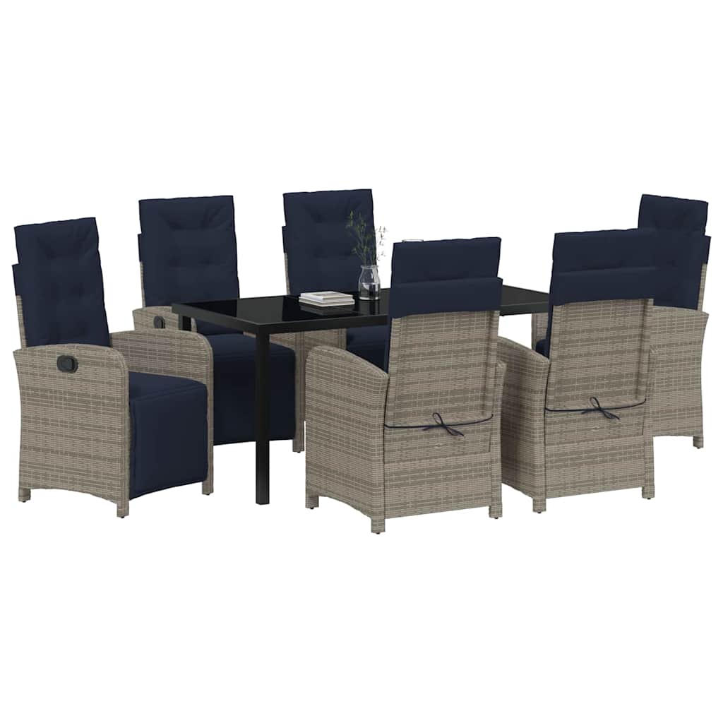Garden Dining Set 7 pcs Grey Poly Rattan
