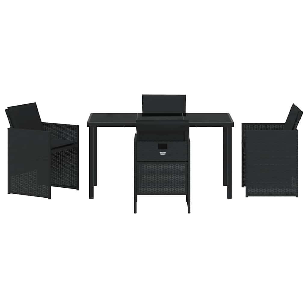 Garden Dining Set 5 pcs Black Poly Rattan