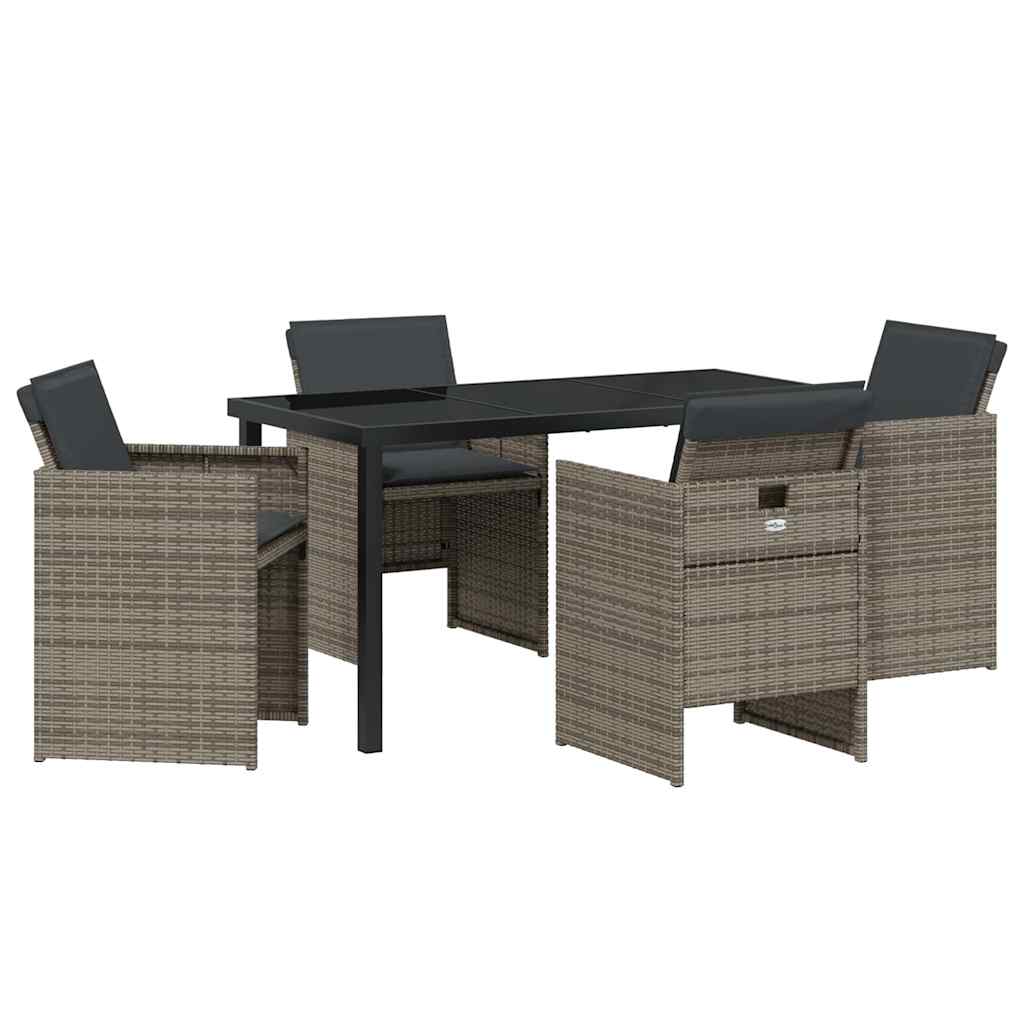 Garden Dining Set 5 pcs Grey Poly Rattan