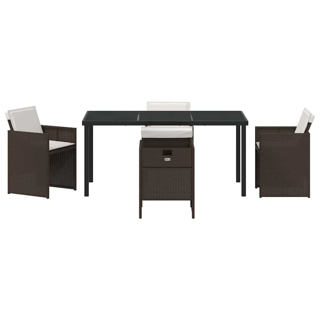 Garden Dining Set 5 pcs Brown Poly Rattan