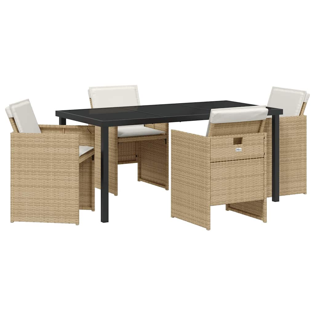 Garden Dining Set 5 pcs Beige Poly Rattan