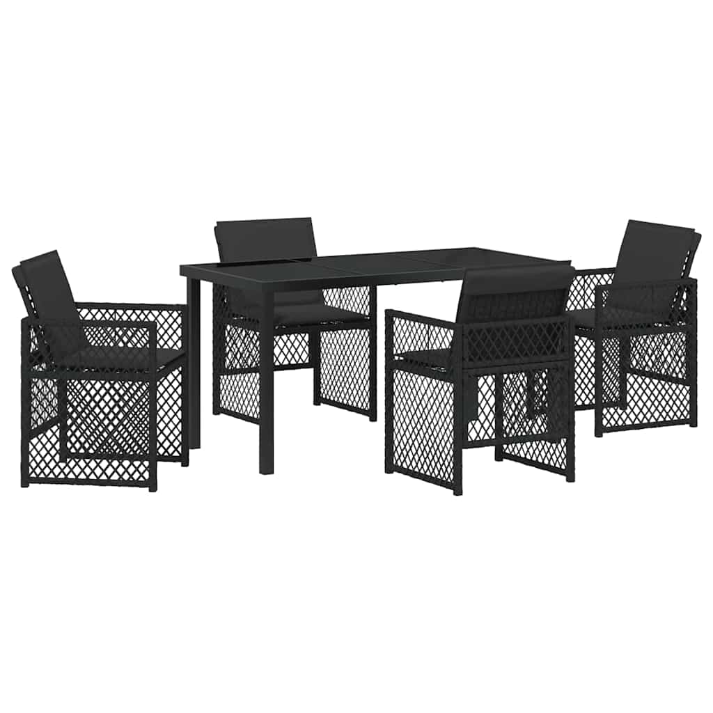 Garden Dining Set 5 pcs Black Poly Rattan