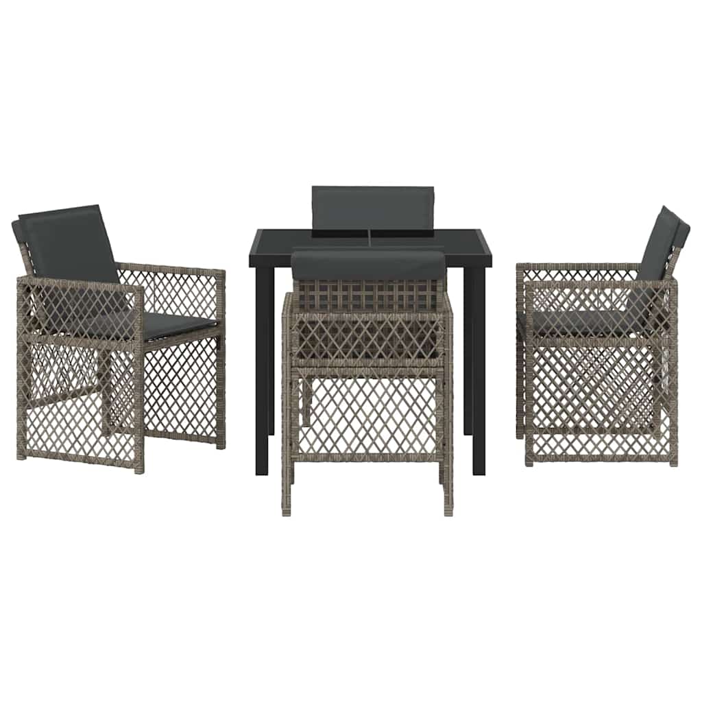 Garden Dining Set 5 pcs Grey Poly Rattan