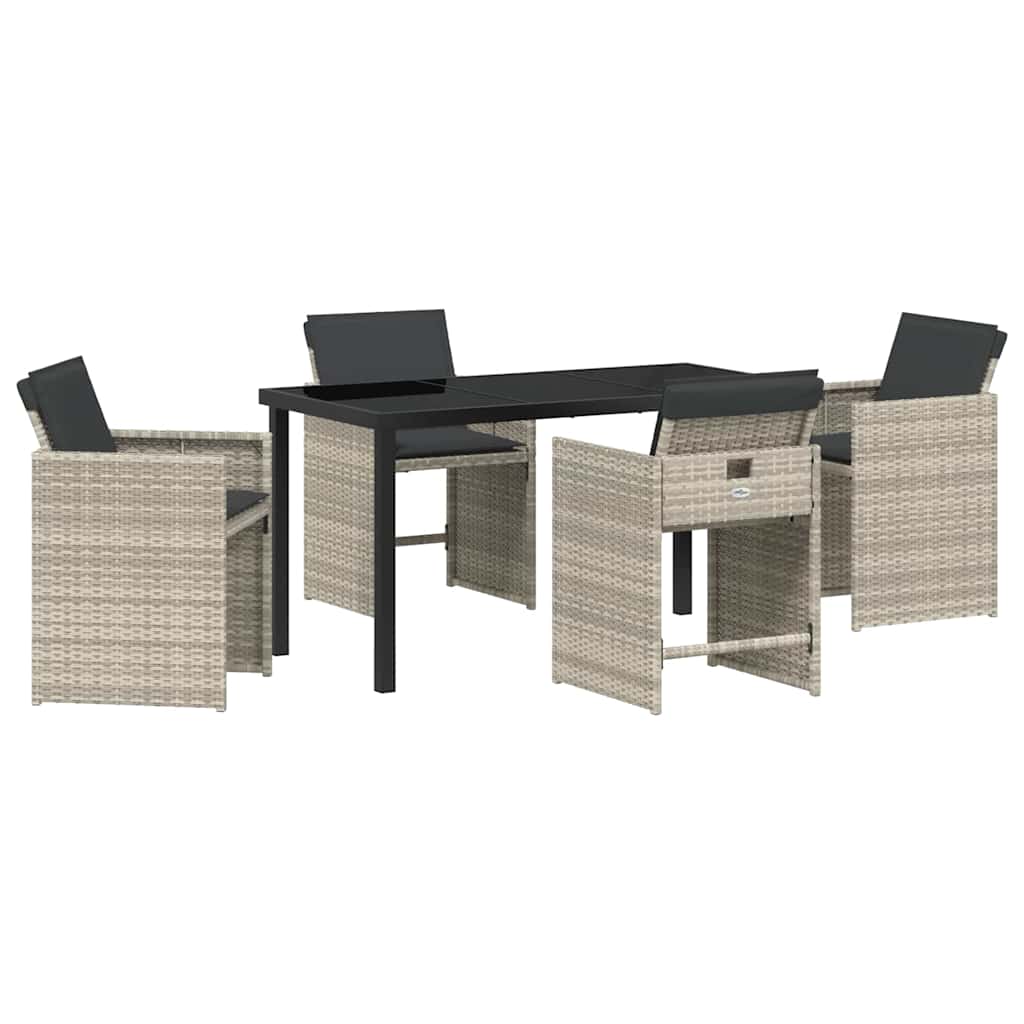 Garden Dining Set 5 pcs Light Grey Poly Rattan