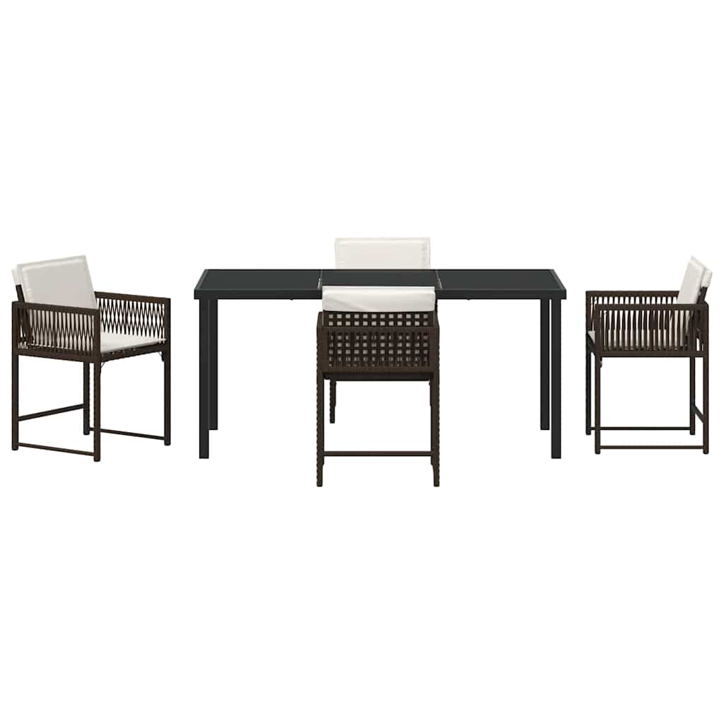 Garden Dining Set 5 pcs Brown Poly Rattan