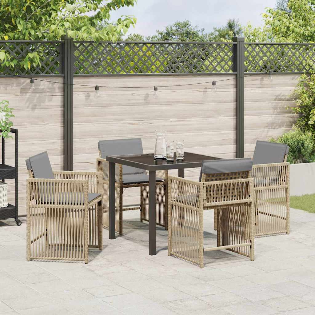 Garden Dining Set 5 pcs Beige Poly Rattan