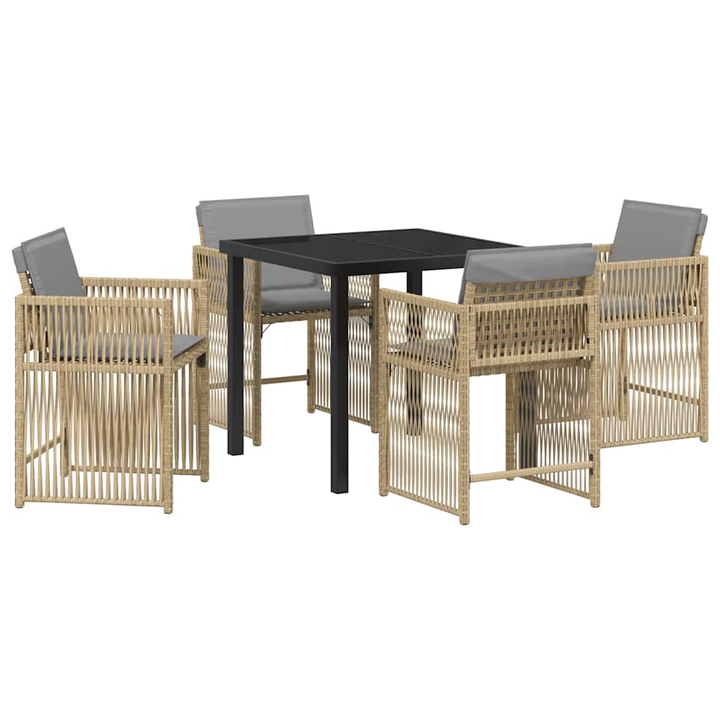 Garden Dining Set 5 pcs Beige Poly Rattan