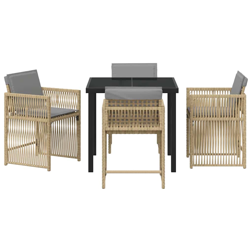 Garden Dining Set 5 pcs Beige Poly Rattan